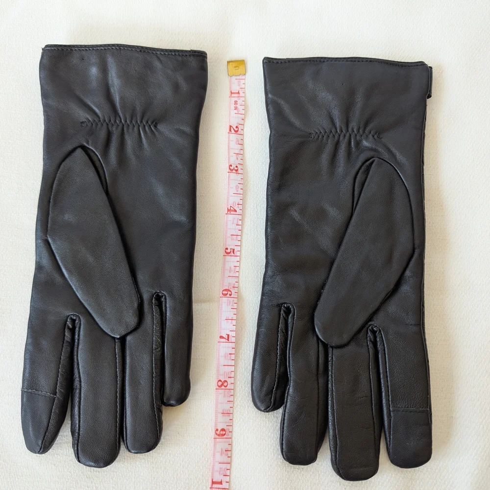 Michael Kors Black Quilted Leather Gloves with Silver Accents